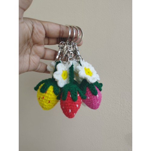 Key Ring Crochet Woolen Strawberry