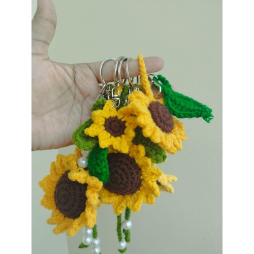 Key Ring Crochet Woolen Sunflower